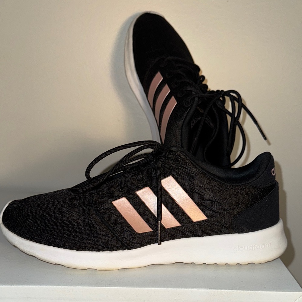 Adidas Women's Black Sneakers with Bronze Stripes
